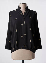 Blouse poignets boutonnés avec fente manches 3/4 noir LE TEMPS DES CERISES femme
