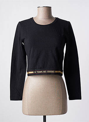 Sweat-shirt stretch manches longues noir LE TEMPS DES CERISES femme