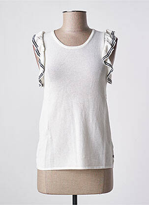 Pull coupe cintrée manches courtes blanc LE TEMPS DES CERISES femme