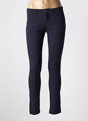 Pantalon chino fermeture zippée sous rabat boutonné taille normale bleu SCHOOL RAG femme
