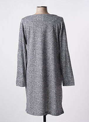 Robe mi-longue imprimé fleurs manches longues gris GALMALLA femme