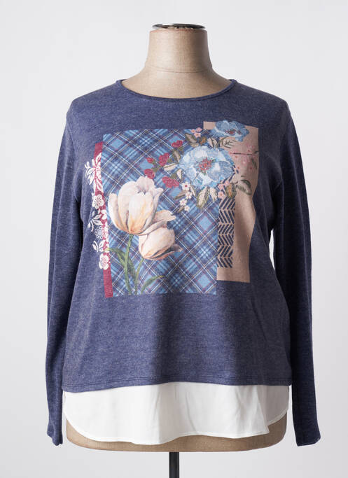 Sweat-shirt stretch manches longues bleu GALMALLA femme