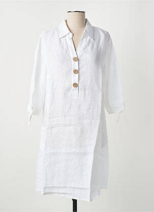 Robe courte manches 3/4 manches 3/4 blanc BLANC BOHEME femme