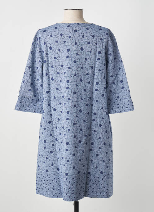 Robe mi-longue imprimé fleurs manches 3/4 bleu BLANC BOHEME femme