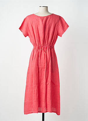 Robe mi-longue manches courtes manches courtes rose BLANC BOHEME femme