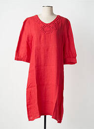 Robe courte manches courtes manches courtes rouge BLANC BOHEME femme