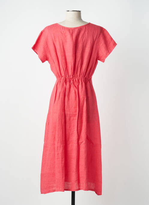 Robe mi-longue manches courtes manches courtes rose BLANC BOHEME femme