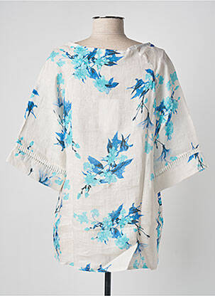 Blouse imprimé fleurs manches courtes bleu BLANC BOHEME femme