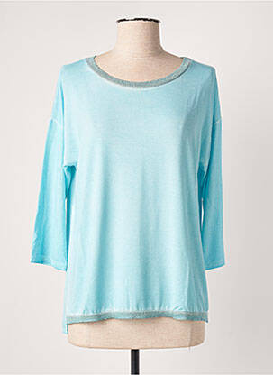 Top tissage jersey manches 3/4 bleu BLANC BOHEME femme