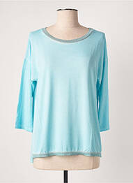 Top tissage jersey manches 3/4 bleu BLANC BOHEME femme