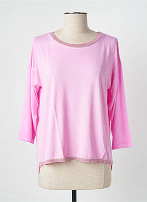 Top tissage jersey manches 3/4 rose BLANC BOHEME femme