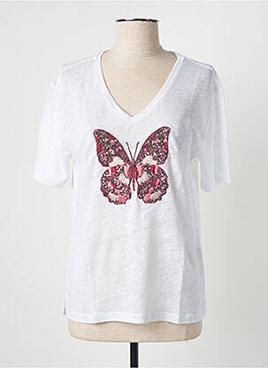 Pull coupe droite manches courtes blanc BLANC BOHEME femme