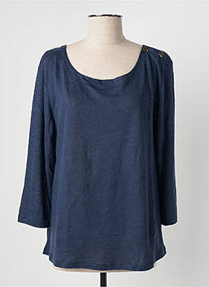 Top stretch manches longues bleu BLANC BOHEME femme