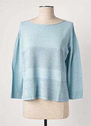 Pull finition bords-côtes manches longues bleu BLANC BOHEME femme