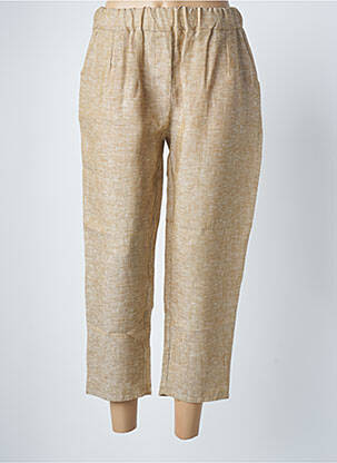 Pantalon 7/8 taille élastique taille normale beige BLANC BOHEME femme