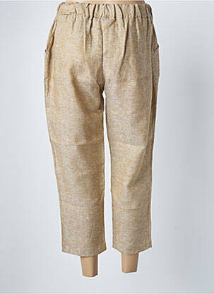 Pantalon 7/8 tissage popeline taille normale beige BLANC BOHEME femme