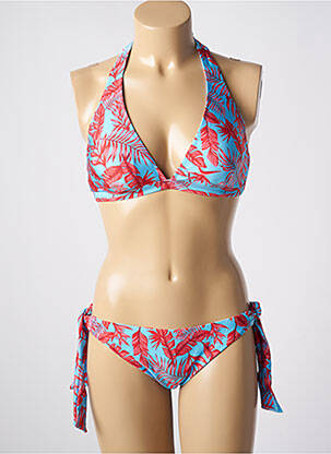 Maillot de bain 2 pièces stretch haut triangles bleu ADMAS femme