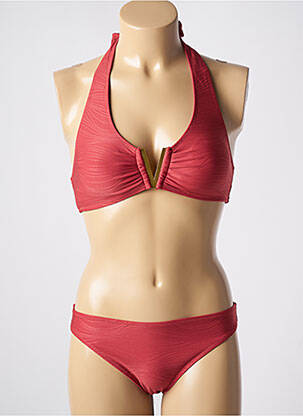 Maillot de bain 2 pièces stretch haut triangles rouge ADMAS femme