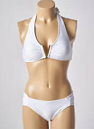 Maillot de bain 2 pièces stretch haut triangles blanc ADMAS femme