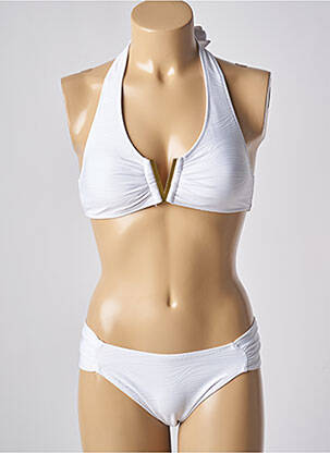 Maillot de bain 2 pièces stretch haut triangles blanc ADMAS femme