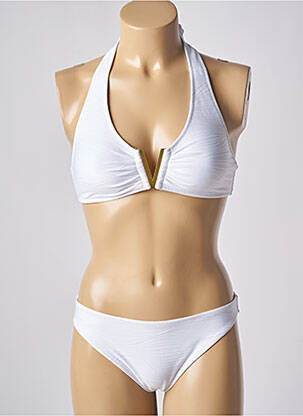Maillot de bain 2 pièces stretch haut triangles blanc ADMAS femme
