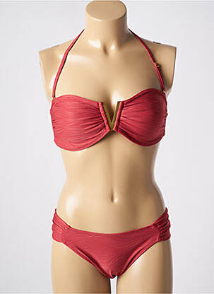 Maillot de bain 2 pièces stretch haut soutien-gorge moulé rouge ADMAS femme