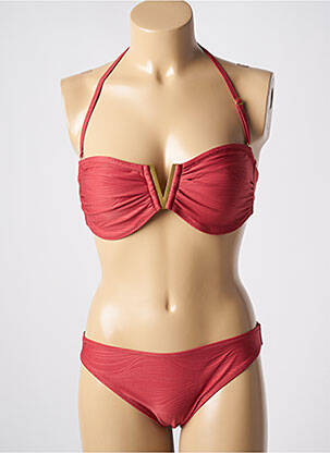 Maillot de bain 2 pièces stretch haut soutien-gorge moulé rouge ADMAS femme