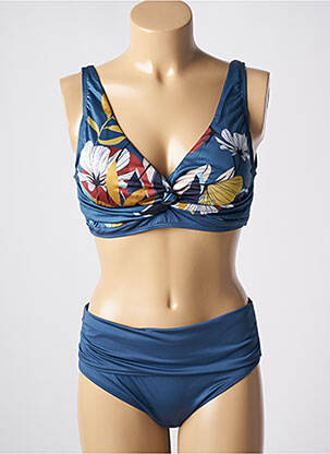 Maillot de bain 2 pièces stretch haut triangles bleu ADMAS femme