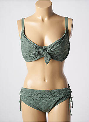 Maillot de bain 2 pièces stretch haut soutien-gorge emboitant vert DAG ADOM femme