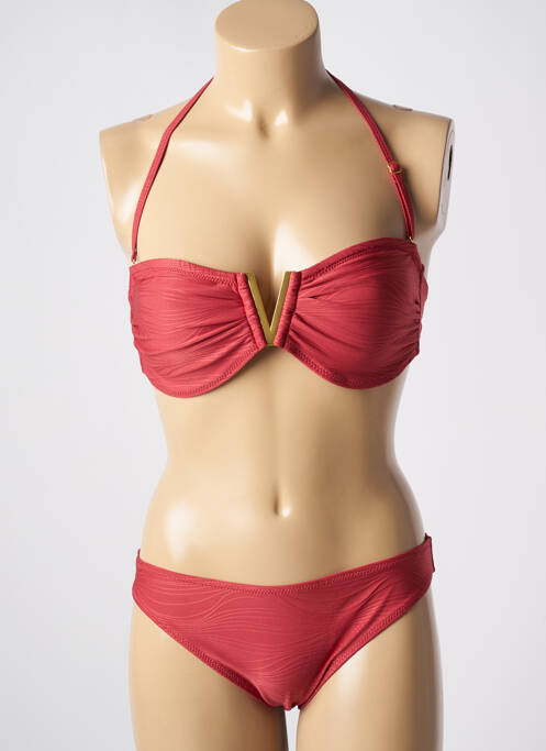 Maillot de bain 2 pièces stretch haut soutien-gorge moulé rouge ADMAS femme