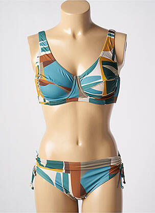 Maillot de bain 2 pièces stretch haut soutien-gorge emboitant bleu LAGON BLEU femme