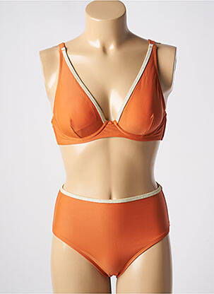 Maillot de bain 2 pièces stretch haut soutien-gorge emboitant orange DAG ADOM femme