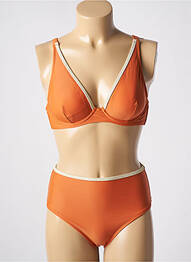 Maillot de bain 2 pièces stretch haut soutien-gorge emboitant orange DAG ADOM femme