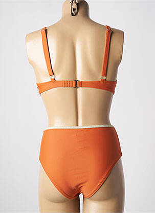 Maillot de bain 2 pièces stretch haut soutien-gorge emboitant orange DAG ADOM femme