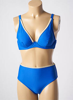 Maillot de bain 2 pièces stretch haut soutien-gorge emboitant bleu DAG ADOM femme