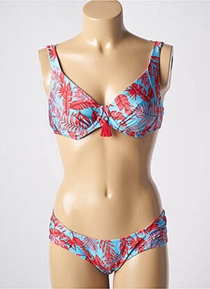 Maillot de bain 2 pièces stretch haut soutien-gorge emboitant bleu ADMAS femme