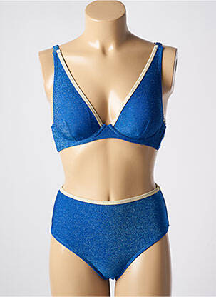 Maillot de bain 2 pièces stretch haut triangles bleu DAG ADOM femme