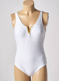 Maillot de bain 1 pièce stretch haut soutien-gorge balconnet blanc ADMAS femme