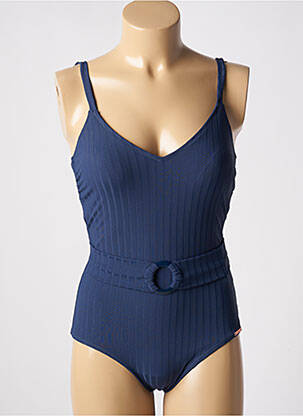 Maillot de bain 1 pièce stretch haut triangles bleu YSABEL MORA femme