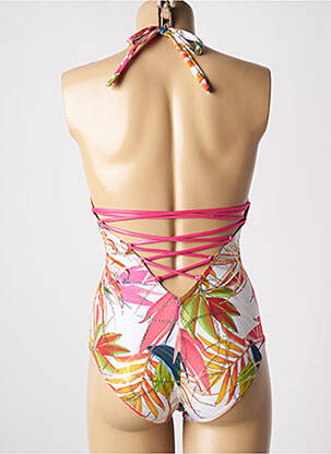 Maillot de bain 1 pièce imprimé fantaisie haut triangles rose MISS CARAÏBES femme