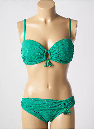 Maillot de bain 2 pièces stretch haut soutien-gorge moulé vert DAG ADOM femme