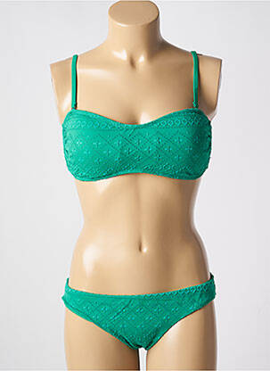 Maillot de bain 2 pièces stretch haut bandeau vert DAG ADOM femme