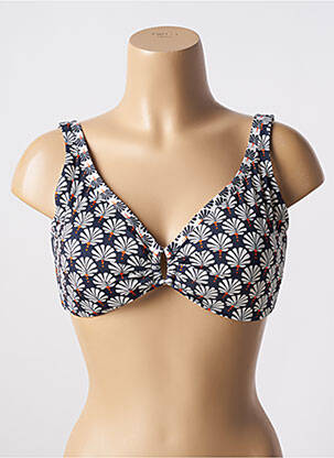Haut de maillot de bain stretch haut soutien-gorge balconnet bleu TESSY femme