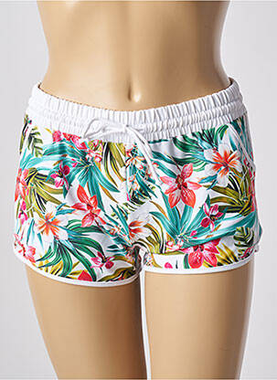 Bas de maillot de bain imprimé fantaisie short blanc LAGON BLEU femme