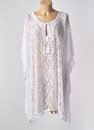 Robe de plage fermeture liens à nouer blanc LAGON BLEU femme
