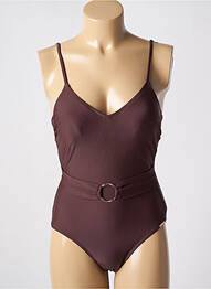 Maillot de bain 1 pièce stretch haut triangles marron YSABEL MORA femme