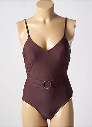 Maillot de bain 1 pièce stretch haut triangles marron YSABEL MORA femme