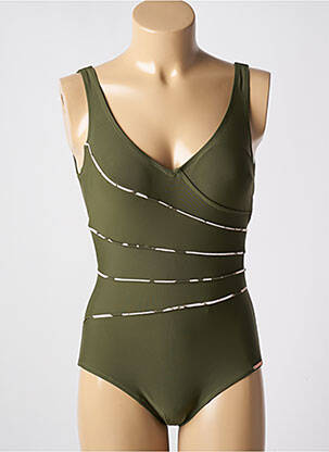 Maillot de bain 1 pièce stretch haut triangles vert YSABEL MORA femme