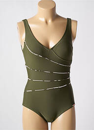 Maillot de bain 1 pièce stretch haut triangles vert YSABEL MORA femme