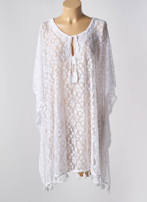 Robe de plage fermeture liens à nouer blanc LAGON BLEU femme